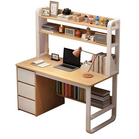 Soco pakoworld desk with shelf-MDF natural-white 120x50x144cm