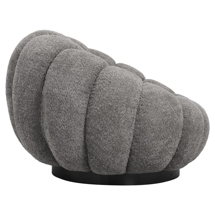 ARMCHAIR SWIVEL GRYMM HM9601.01 GREY BOUCLE-BLACK METAL BASE 90x93x65Hcm.