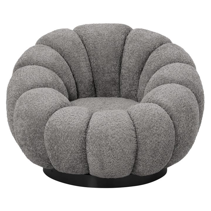 ARMCHAIR SWIVEL GRYMM HM9601.01 GREY BOUCLE-BLACK METAL BASE 90x93x65Hcm.