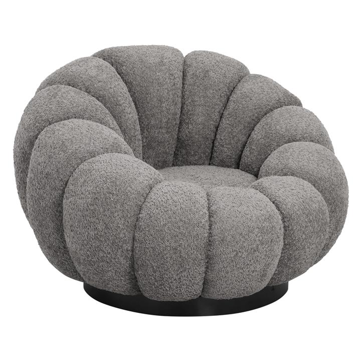 ARMCHAIR SWIVEL GRYMM HM9601.01 GREY BOUCLE-BLACK METAL BASE 90x93x65Hcm.