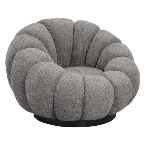 ARMCHAIR SWIVEL GRYMM HM9601.01 GREY BOUCLE-BLACK METAL BASE 90x93x65Hcm.