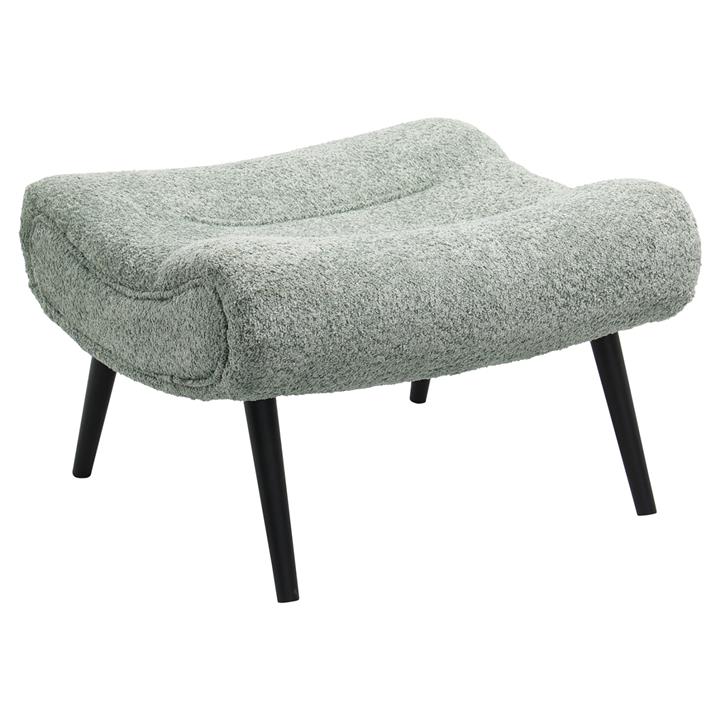 STOOL-FOOTREST KEMBA HM9606.05 PISTACHIO GREEN BOUCLE FABRIC-BLACK WOODEN LEGS 68X58X40Hcm.