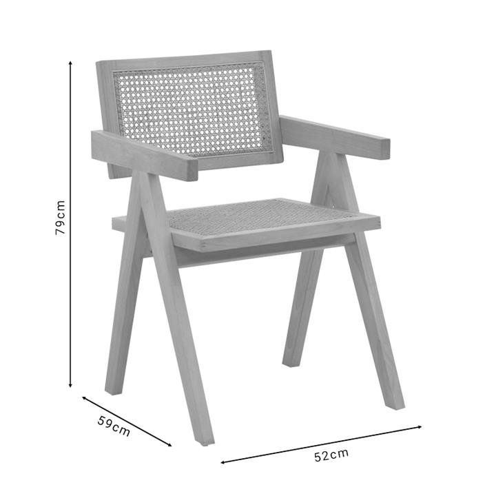 Armchair Kalen pakoworld natural rubberwood 52x59x79cm
