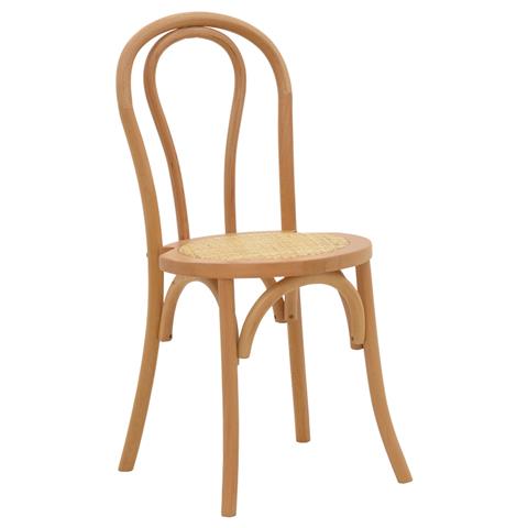 Chair Azhel pakoworld natural beech wood-natural rattan seat 41x50x89cm