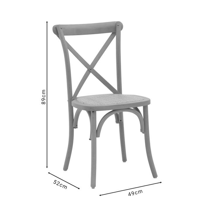 Chair Dylon pakoworld white wash beech wood-rattan natural seat 48x52x89cm