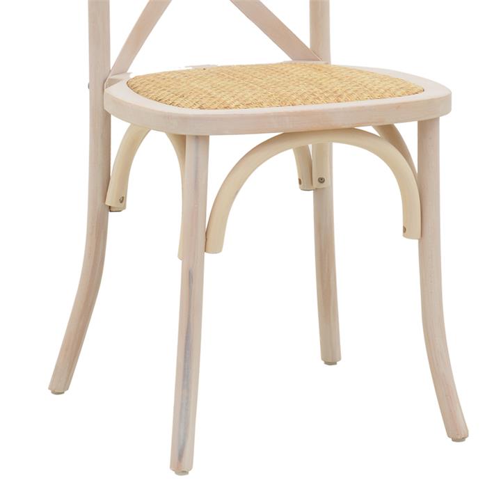 Chair Dylon pakoworld white wash beech wood-rattan natural seat 48x52x89cm