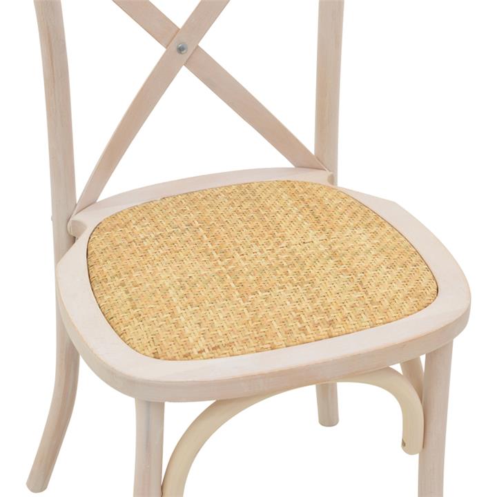 Chair Dylon pakoworld white wash beech wood-rattan natural seat 48x52x89cm