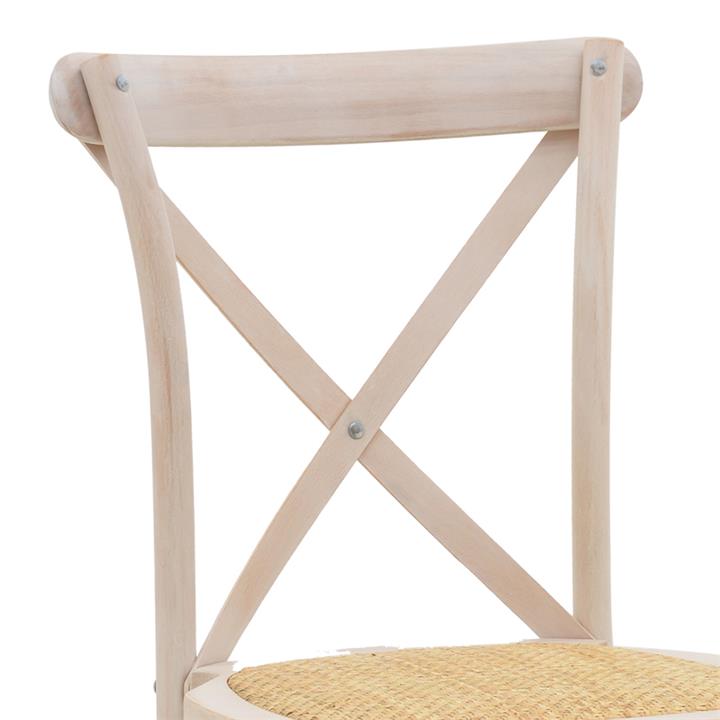 Chair Dylon pakoworld white wash beech wood-rattan natural seat 48x52x89cm