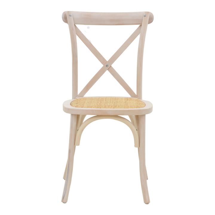 Chair Dylon pakoworld white wash beech wood-rattan natural seat 48x52x89cm