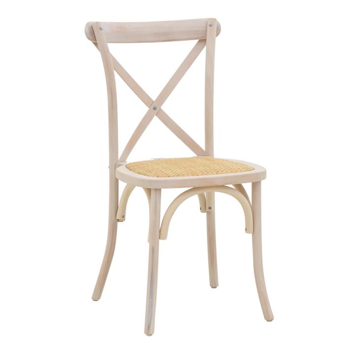 Chair Dylon pakoworld white wash beech wood-rattan natural seat 48x52x89cm