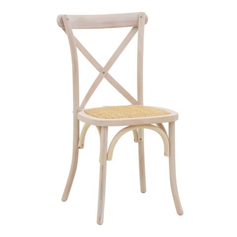 Chair Dylon pakoworld white wash beech wood-rattan natural seat 48x52x89cm