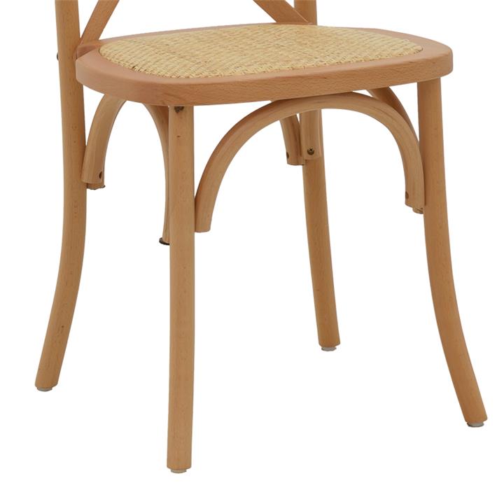 Chair Dylon pakoworld walnut beech wood-natural rattan seat 48x52x89cm