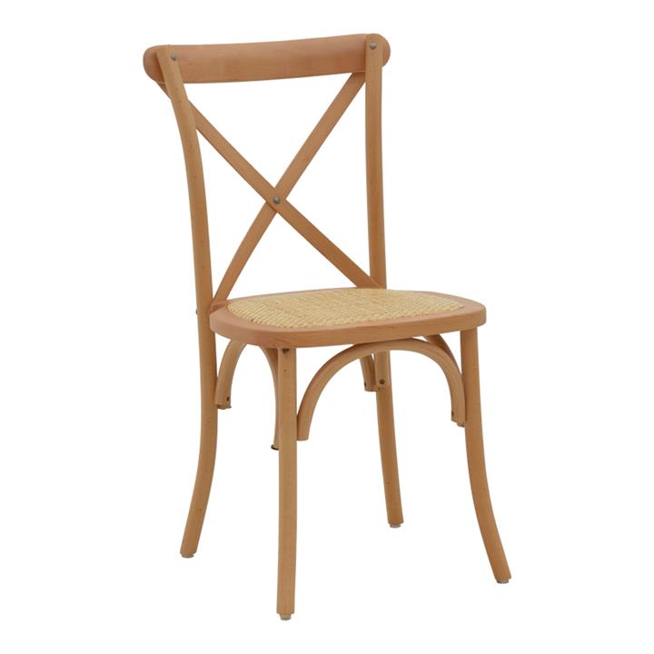 Chair Dylon pakoworld walnut beech wood-natural rattan seat 48x52x89cm