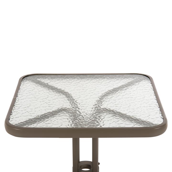 OUTDOOR TABLE SQUARE FIGO HM5035.04 CHAMPAGNE METAL-GLASS TABLETOP 60Χ60Χ70Hcm
