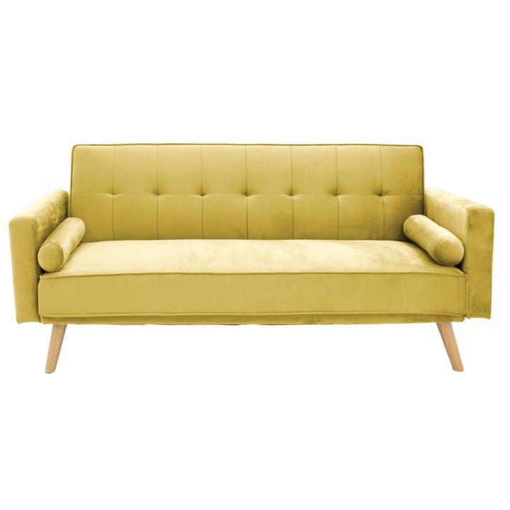 3 seater sofa-bed Success pakoworld yellow velvet 190x80x84 cm