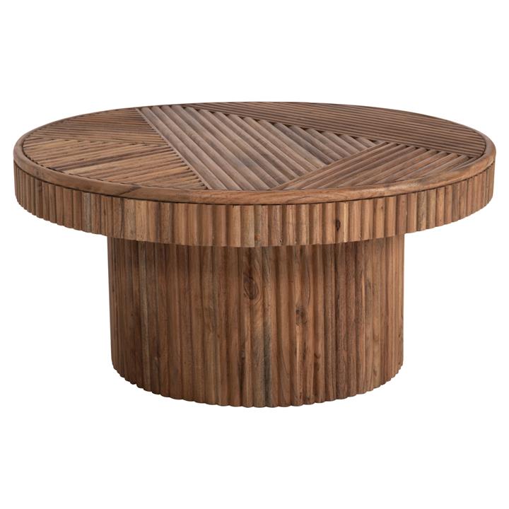 COFFEE TABLE ROUND RANNE HM9694 SOLID ACACIA WOOD IN NATURAL COLOR Φ80x38Hcm.