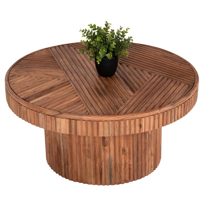 COFFEE TABLE ROUND RANNE HM9694 SOLID ACACIA WOOD IN NATURAL COLOR Φ80x38Hcm.