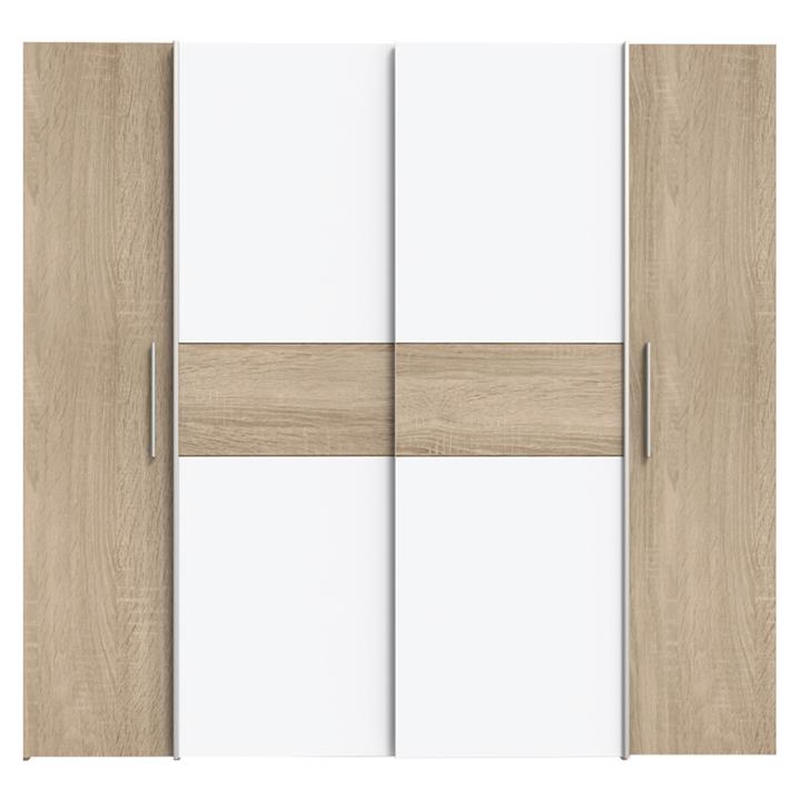 Wardrobe Closet pakoworld 4 doors sonoma oak-white melamine 200x61.5x190.5cm