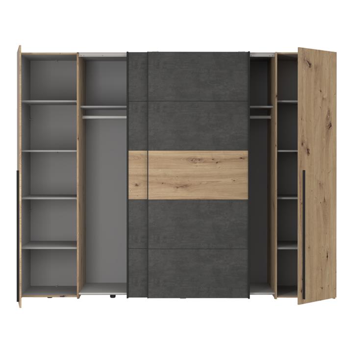 4-door wardrobe Verzo pakoworld oak-anthracite melamine 270.5x61.x210.5cm