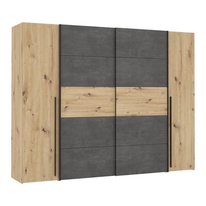 4-door wardrobe Verzo pakoworld oak-anthracite melamine 270.5x61.x210.5cm