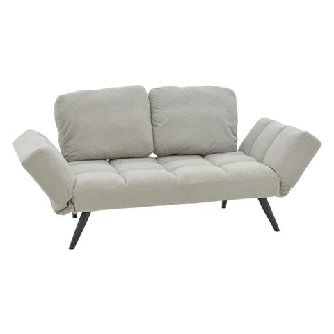 Καναπές - κρεβάτι 3θέσιος Jackie pakoworld μπουκλέ ιβουάρ-μέταλλο μαύρο 190x80x74εκ