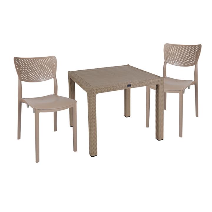 Garden dining set Explore-Ignite pakoworld set 3pieces PP cappuccino 90x90x73,5cm