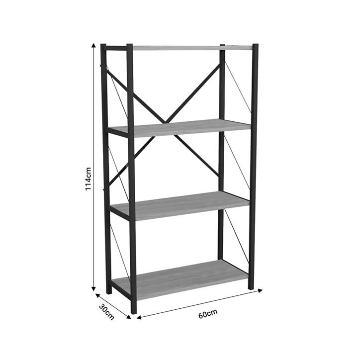 Bookcase Jackrey pakoworld oak-black melamine 60x30x114cm