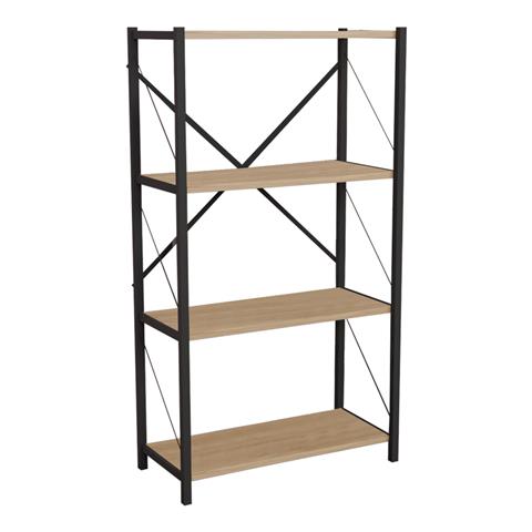 Bookcase Jackrey pakoworld oak-black melamine 60x30x114cm