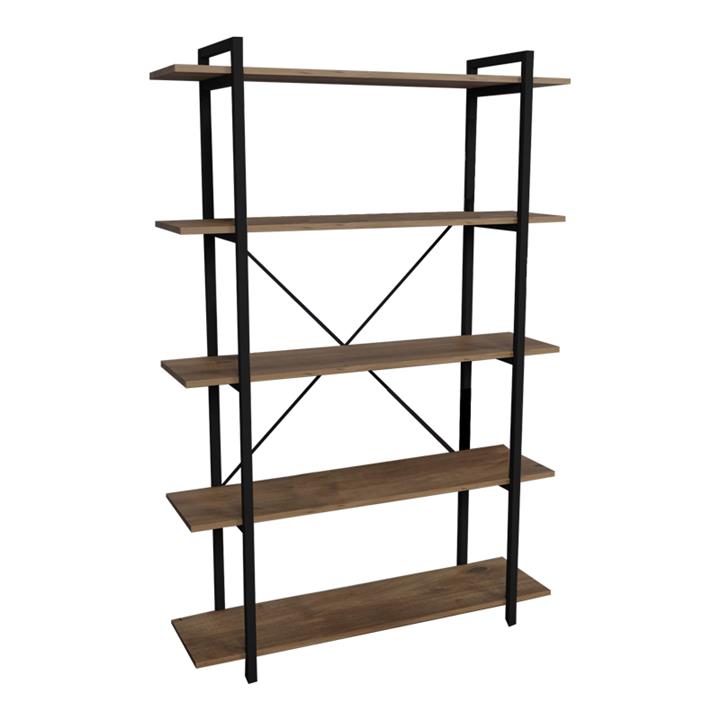 Bookcase Reson pakoworld oak-black melamine 120x34x180cm