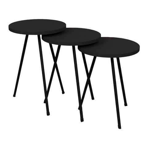 Coffee table Sebko pakoworld 3 pcs set anthracite-black melamine