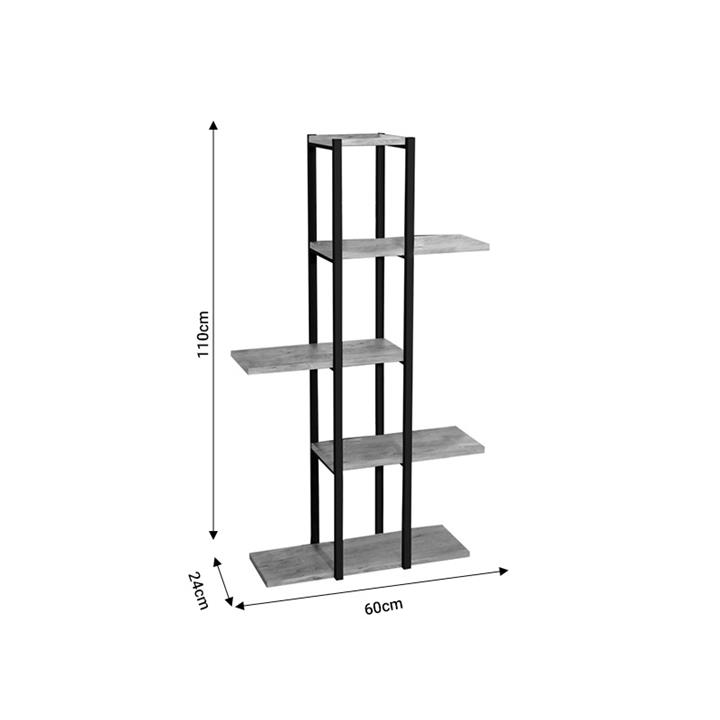 Floor shelf Ploko pakoworld oak-black melamine 60x24x110cm