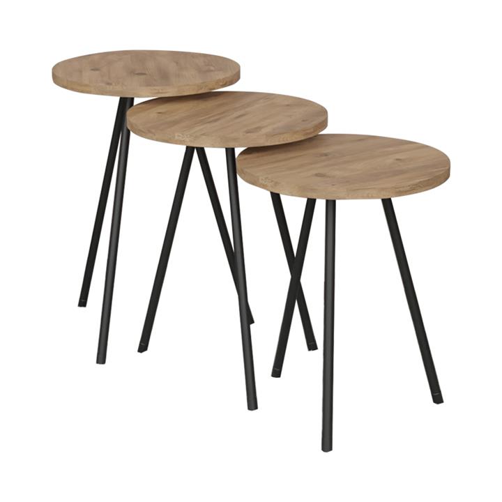 Coffee table Sebko pakoworld 3 pcs set oak-black melamine