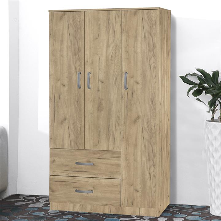 Wardrobe Zelia pakoworld with 2 doors and drawers in natural mo color 90x42x180cm