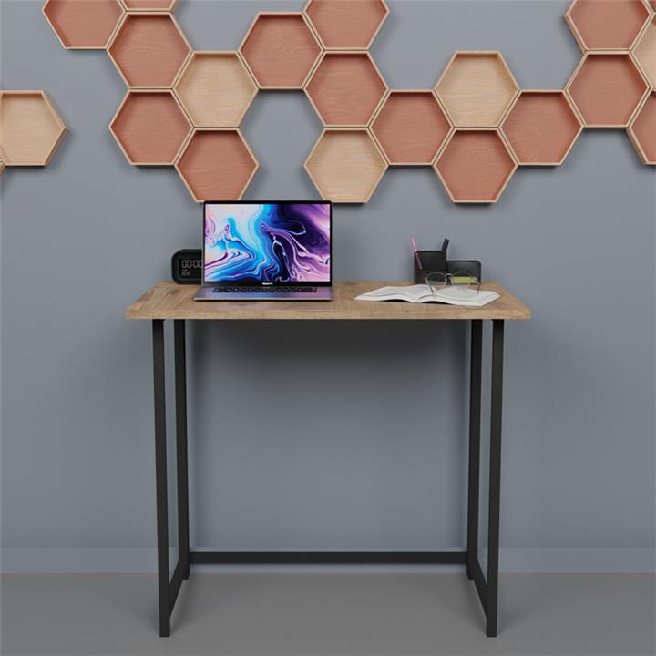 Office desk foldable Thox pakoworld oak-black melamine 80x50x72cm