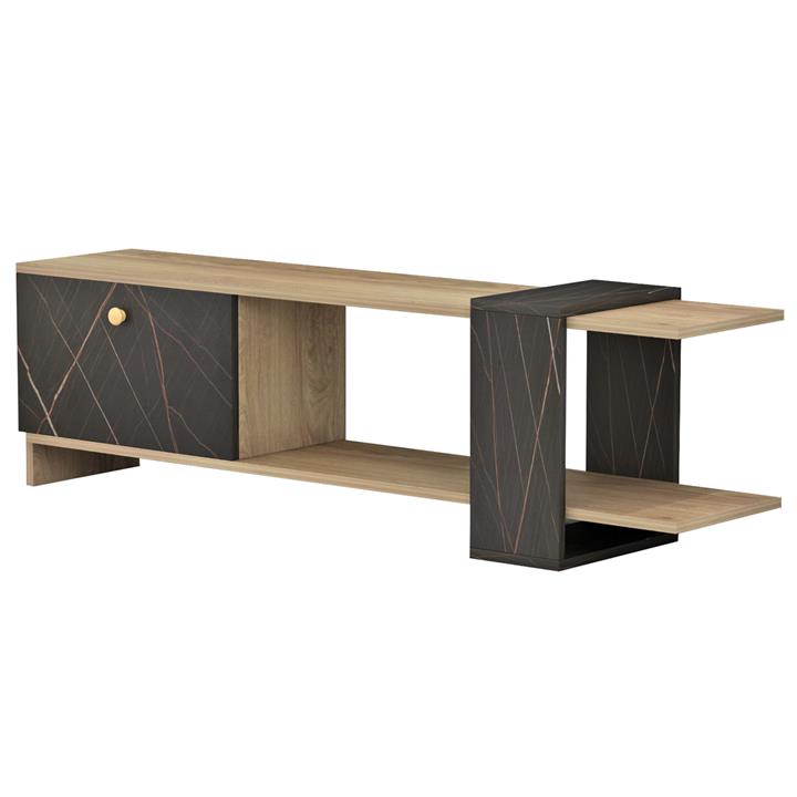 TV FURNITURE HENRIETTE HM8900.12 MELAMINE IN SONAMA-BLACK MARBLE 120x25x37Hcm.