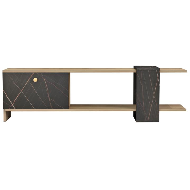 TV FURNITURE HENRIETTE HM8900.12 MELAMINE IN SONAMA-BLACK MARBLE 120x25x37Hcm.