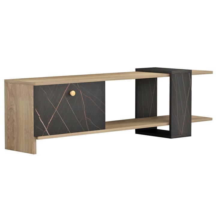 TV FURNITURE HENRIETTE HM8900.12 MELAMINE IN SONAMA-BLACK MARBLE 120x25x37Hcm.