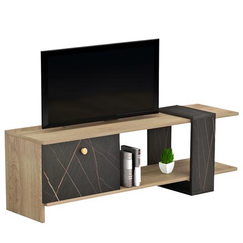 TV FURNITURE HENRIETTE HM8900.12 MELAMINE IN SONAMA-BLACK MARBLE 120x25x37Hcm.