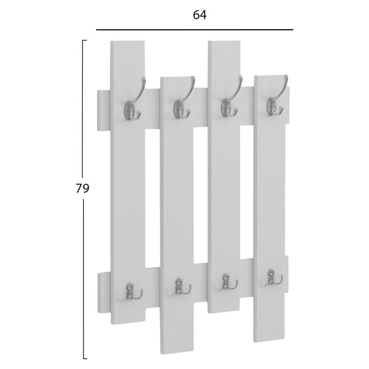 WALL COAT HANGER WESSON HM8940.11 MELAMINE IN WHITE 64x4x79Hcm.
