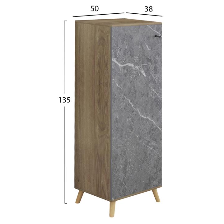 SHOE CABINET ALVARO HM8954.12 MELAMINE IN SONAMA-STONE TEXTURE 50Χ38Χ135Hcm.