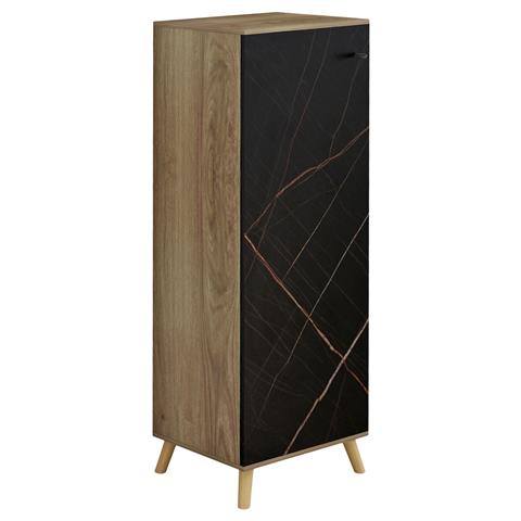 SHOE CABINET ALVARO HM8954.13 MELAMINE IN SONAMA-BLACK MARBLE 50Χ38Χ135Hcm.