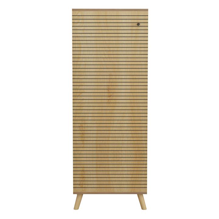 SHOE CABINET ALVARO HM8954.16 MELAMINE IN NATURAL WOOD COLOR 50Χ38Χ135Hcm.
