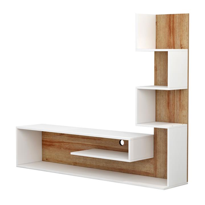 TV FURNITURE COMBO EDELIE HM8908.11 MELAMINE IN WHITE-NATURAL 149,5x29,5x120,8Hcm.
