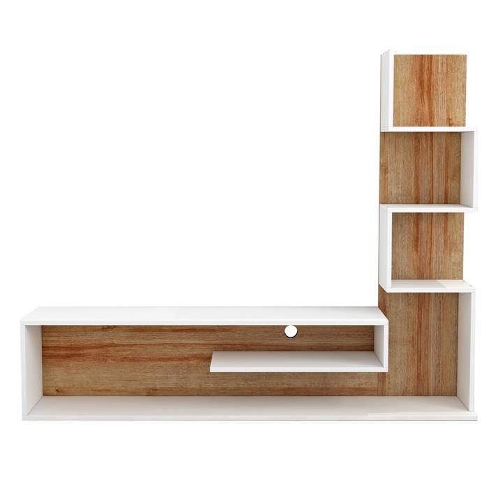 TV FURNITURE COMBO EDELIE HM8908.11 MELAMINE IN WHITE-NATURAL 149,5x29,5x120,8Hcm.
