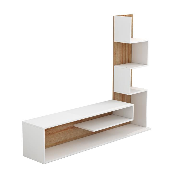 TV FURNITURE COMBO EDELIE HM8908.11 MELAMINE IN WHITE-NATURAL 149,5x29,5x120,8Hcm.