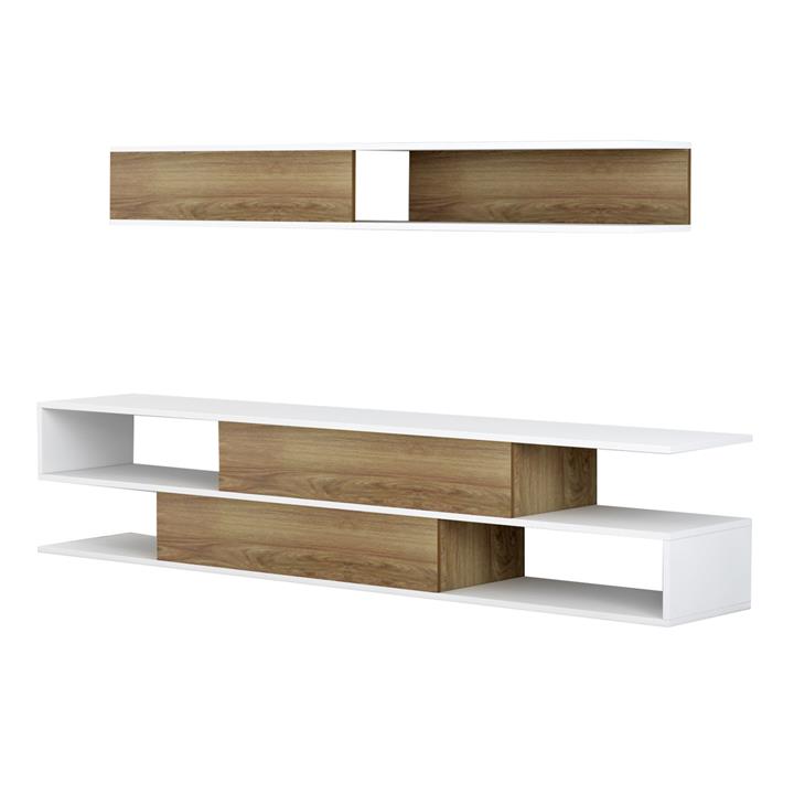 TV FURNITURE SET BIRGITTA HM8903.11 MELAMINE IN NATURAL-WHITE 181x31,5x39,6Hcm.