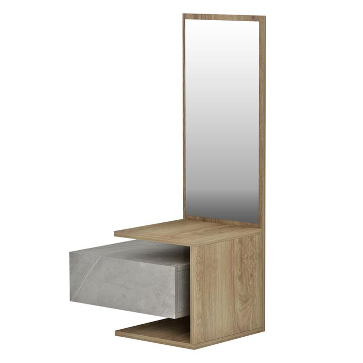 ENTRYWAY FURNITURE WITH MIRROR MEARA HM8984.12 MELAMINE IN GREYISH STONE TEXTURE-NATURAL 49,1x31,3x90Hcm.