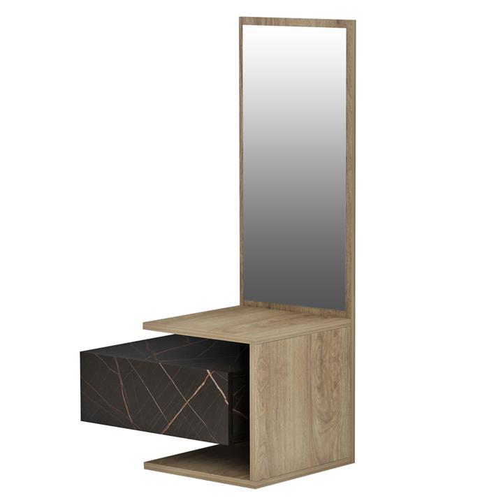 ENTRYWAY FURNITURE WITH MIRROR MEARA HM8984.13 MELAMINE IN NATURAL-BLACK MARBLE 49,1x31,3x90Hcm.
