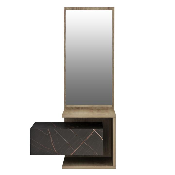 ENTRYWAY FURNITURE WITH MIRROR MEARA HM8984.13 MELAMINE IN NATURAL-BLACK MARBLE 49,1x31,3x90Hcm.