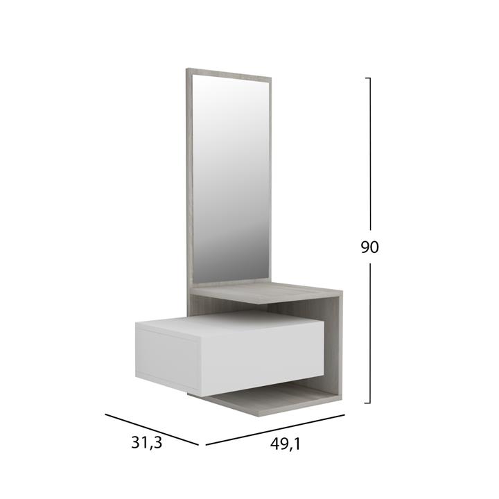 ENTRYWAY FURNITURE WITH MIRROR MEARA HM8984.14 MELAMINE IN SONAMA-WHITE 49,1x31,3x90Hcm.
